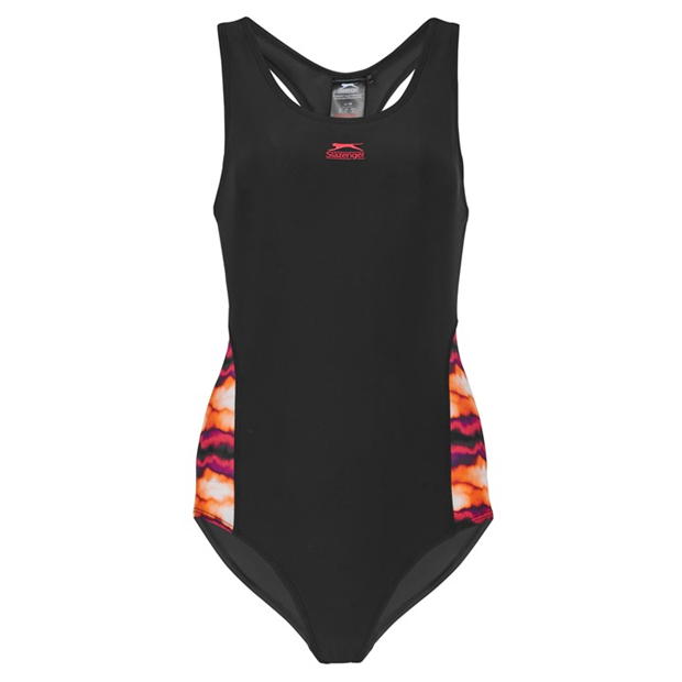 Black/Orange - Slazenger - Splice Racerback Swimsuit Womens