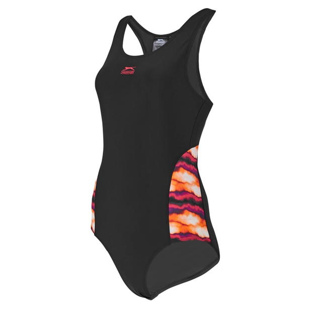 Black/Orange - Slazenger - Splice Racerback Swimsuit Womens