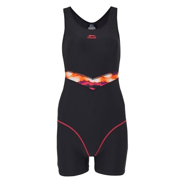 Black/Orange - Slazenger - Splice Boyleg Swimsuit Womens