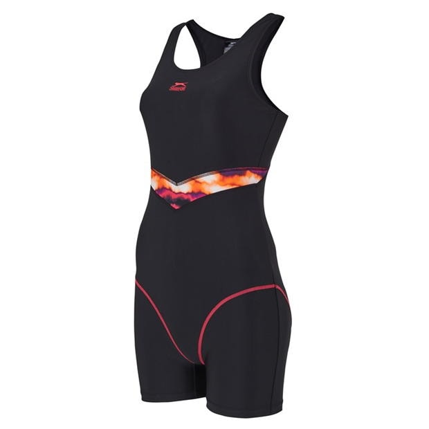 Black/Orange - Slazenger - Splice Boyleg Swimsuit Womens