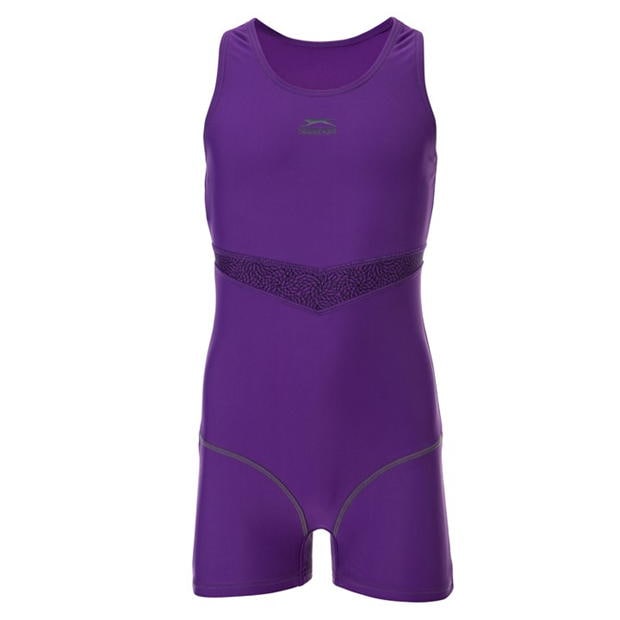 Purple - Slazenger - Boyleg Swimsuit Junior Girls