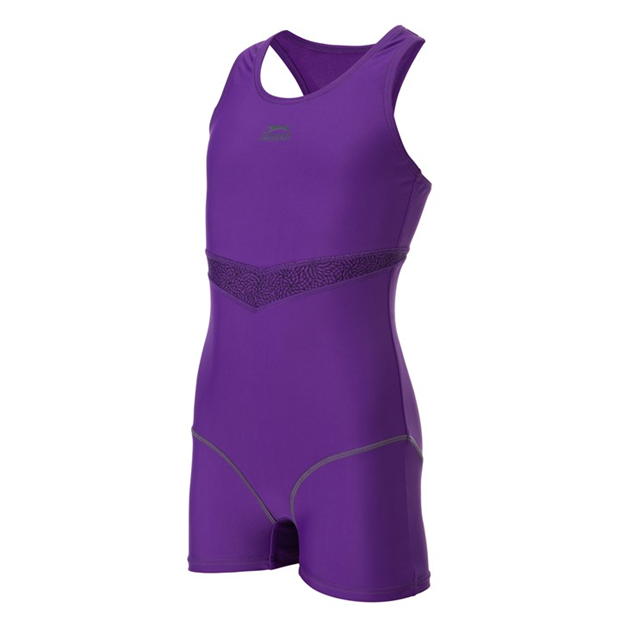 Purple - Slazenger - Boyleg Swimsuit Junior Girls