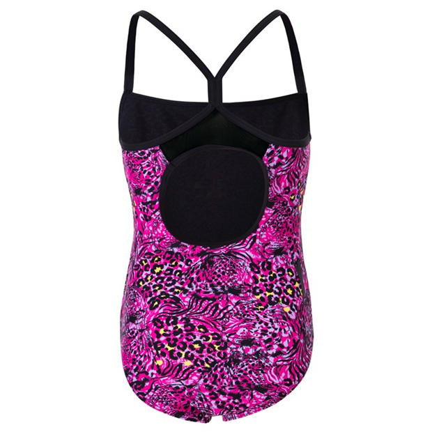 Viv Pink/Blk - Slazenger - Mesh Back Swimsuit Junior Girls