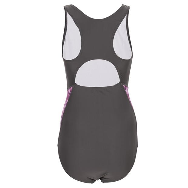 Grey/Purple - Slazenger - Splice Racer Back Swimsuit Womens