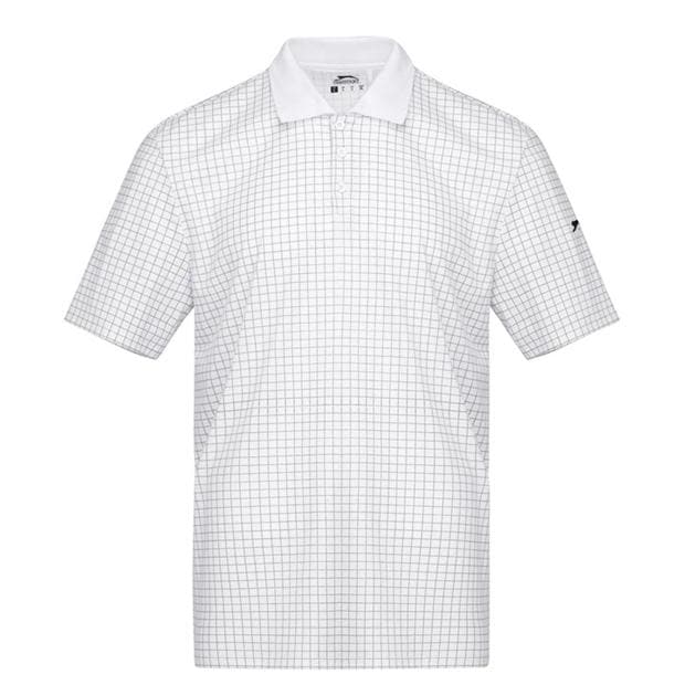 White - Slazenger - Check Golf Polo Mens