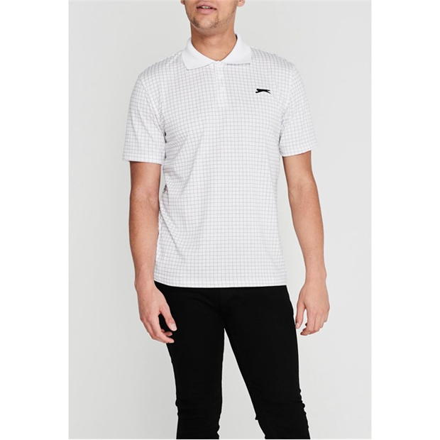 White - Slazenger - Check Golf Polo Mens