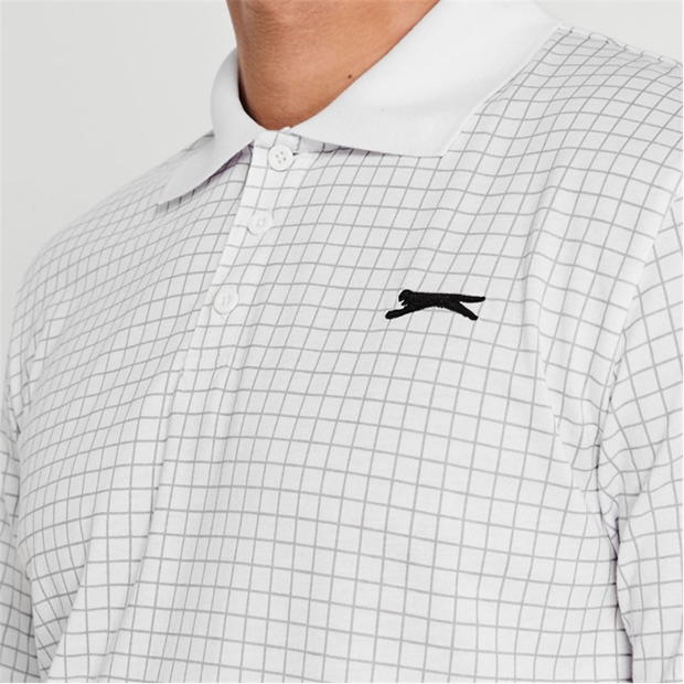 White - Slazenger - Check Golf Polo Mens