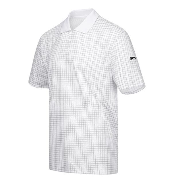 White - Slazenger - Check Golf Polo Mens