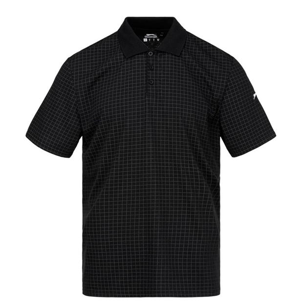 Black - Slazenger - Check Golf Polo Mens