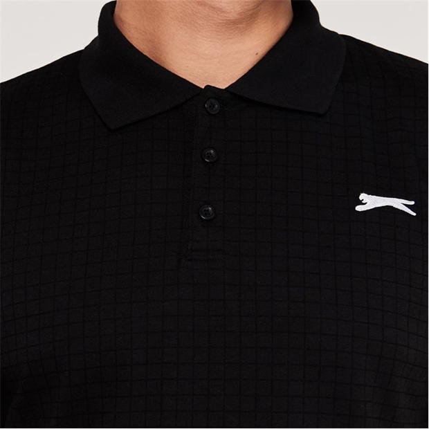 Black - Slazenger - Check Golf Polo Mens