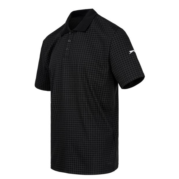 Black - Slazenger - Check Golf Polo Mens