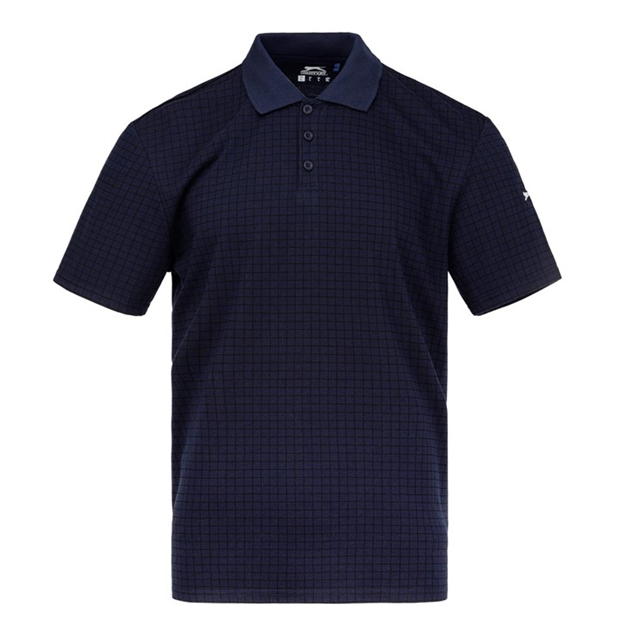 Navy - Slazenger - Check Golf Polo Mens