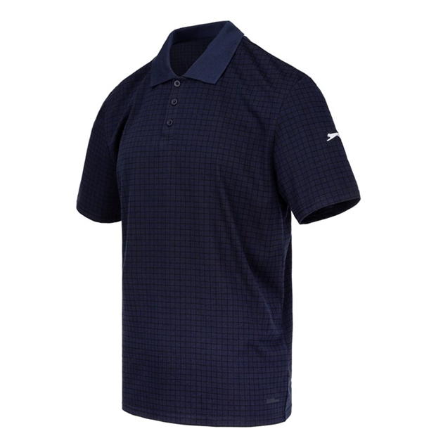 Navy - Slazenger - Check Golf Polo Mens