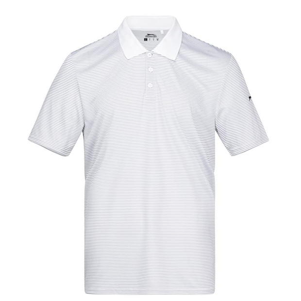 White - Slazenger - Micro Stripe Golf Polo Shirt Mens