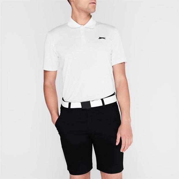 White - Slazenger - Micro Stripe Golf Polo Shirt Mens