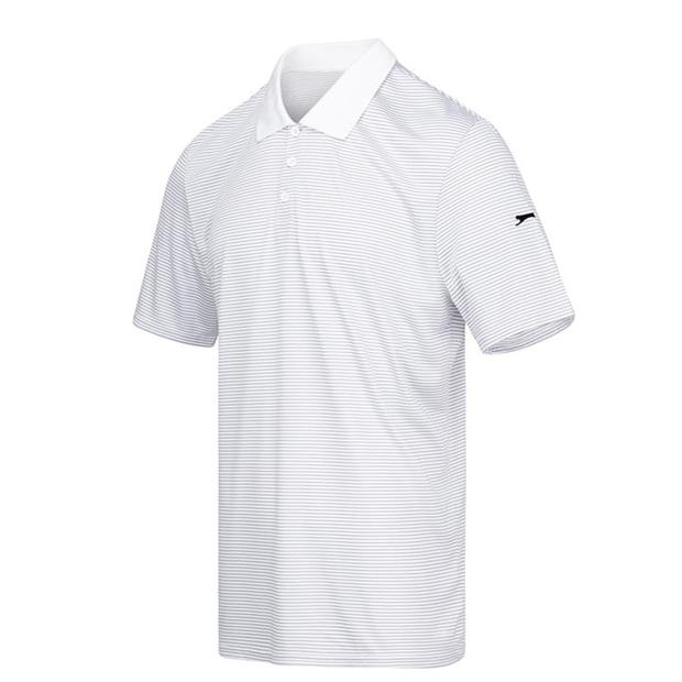 White - Slazenger - Micro Stripe Golf Polo Shirt Mens