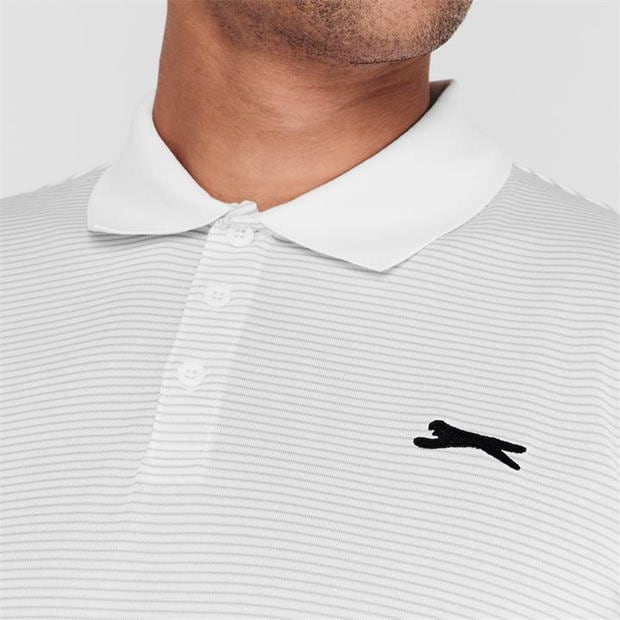 White - Slazenger - Micro Stripe Golf Polo Shirt Mens