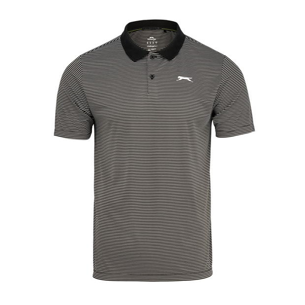 Black - Slazenger - Micro Stripe Golf Polo Shirt Mens