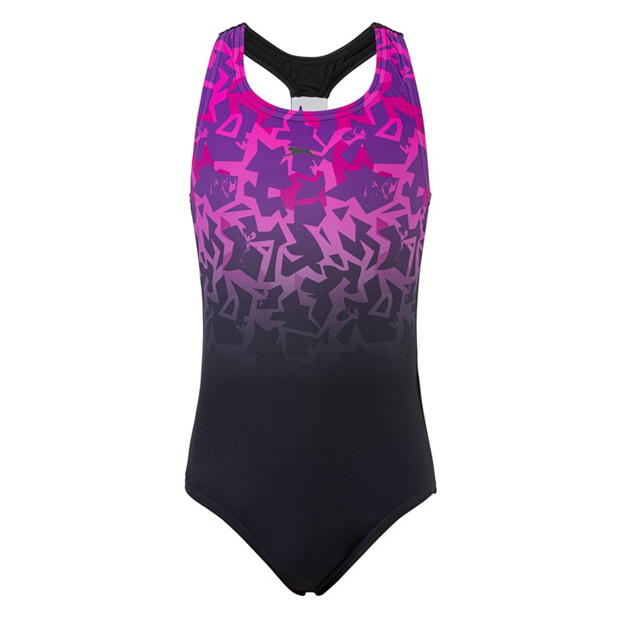 Black/Pink - Slazenger - Sport Back Swimsuit Junior Girls