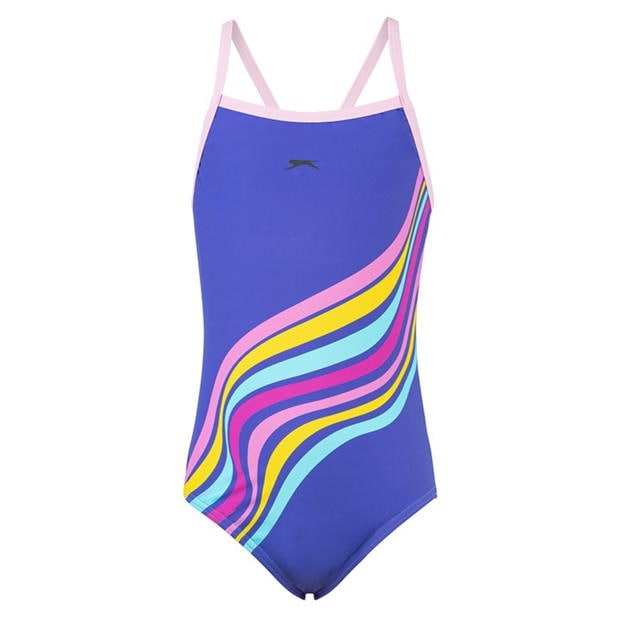 Blue/Pink - Slazenger - Thinstrap Swimsuit Junior Girls