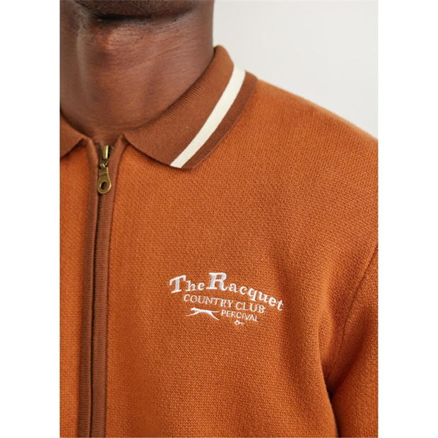 Espresso - Percival x Slazenger - Zip Knit Jacket