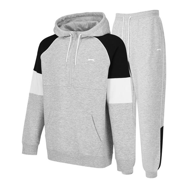 Grey Marl/Black - Slazenger - Fleece Tracksuit Mens