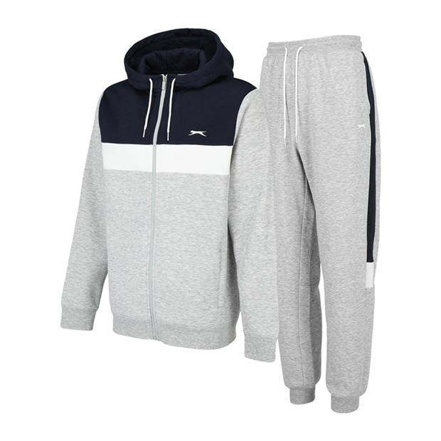 Grey Marl/Navy - Slazenger - Full Zip Tracksuit