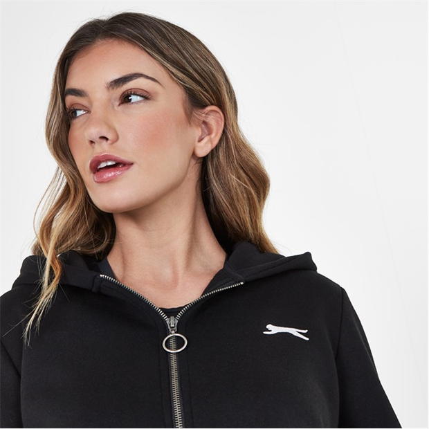 Black - Slazenger - Full Zip Crop Hoodie Womens