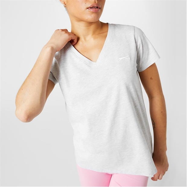 Ice Grey Marl - Slazenger - V Neck T Shirt Ladies