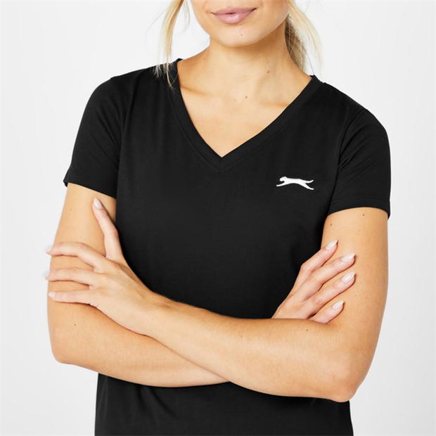 Black - Slazenger - V Neck T Shirt Ladies