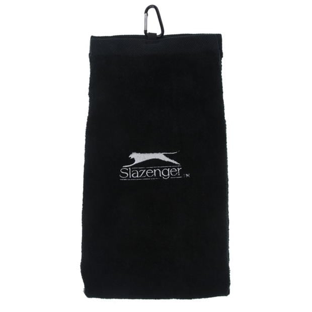 Black - Slazenger - Golf Bag Towel with Carabiner Clip