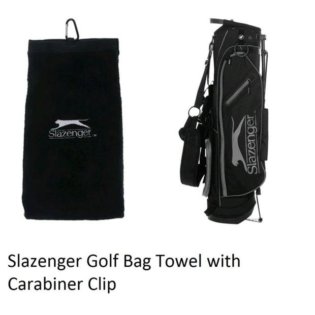 Black - Slazenger - Golf Bag Towel with Carabiner Clip