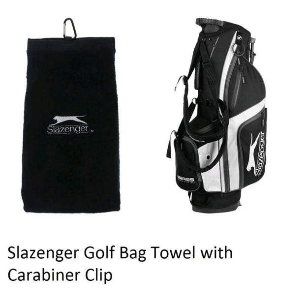 Black - Slazenger - Golf Bag Towel with Carabiner Clip