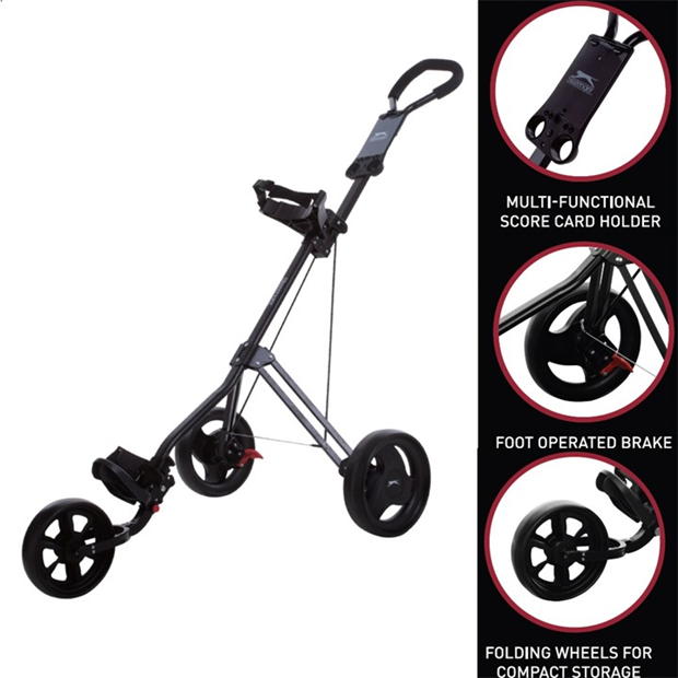 Black - Slazenger - 3 Wheel Golf Trolley