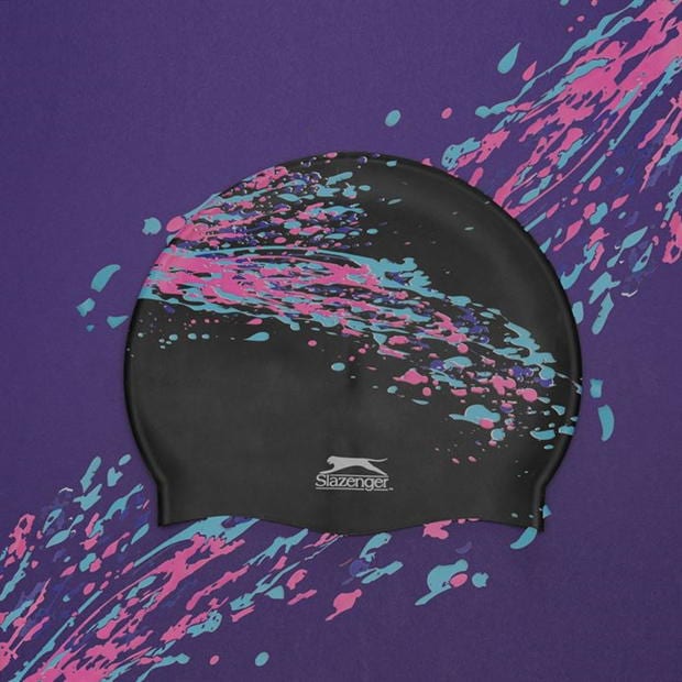 Black/Pink/Blue - Slazenger - Print Swim Cap