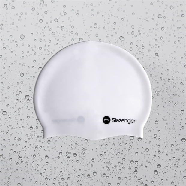 White - Slazenger - Junior Silicone Swim Cap