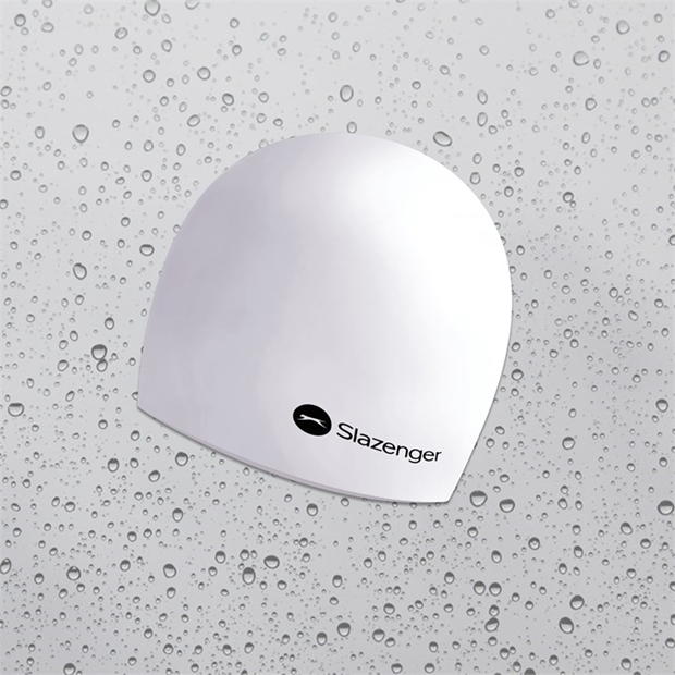 White - Slazenger - Junior Silicone Swim Cap