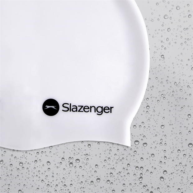 White - Slazenger - Junior Silicone Swim Cap