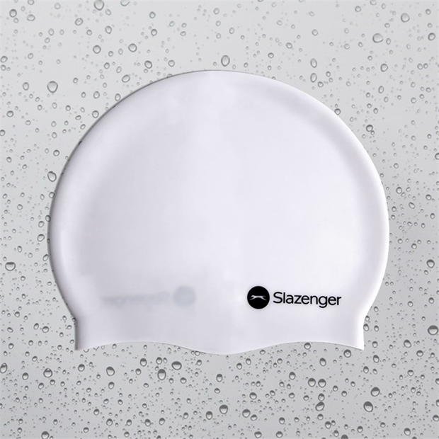 White - Slazenger - Adults Silicone Swim Cap