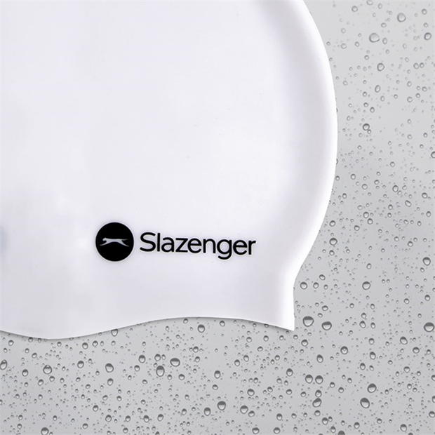 White - Slazenger - Adults Silicone Swim Cap