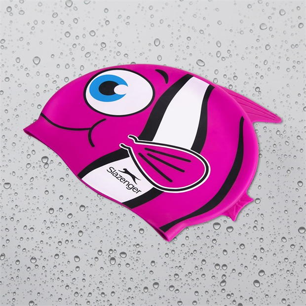 Pink Fish - Slazenger - Vibrant Fish Print Kids Swim Cap